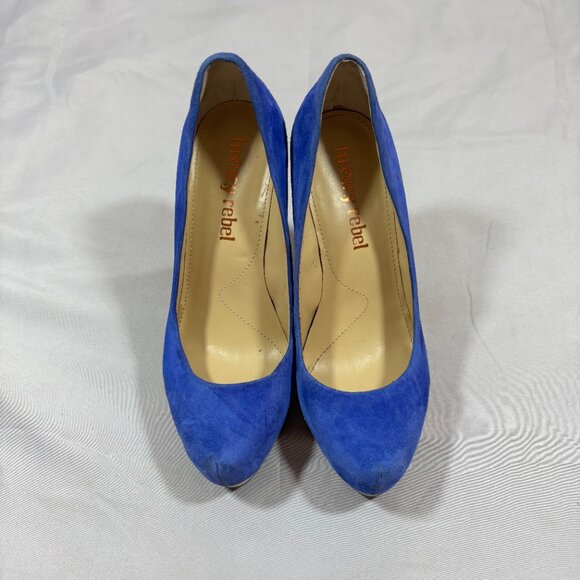 Luxury Rebel Blue Tan Suede Cork Selma Wedges Slip-On Platform Heels 6.5 - Picture 3 of 8